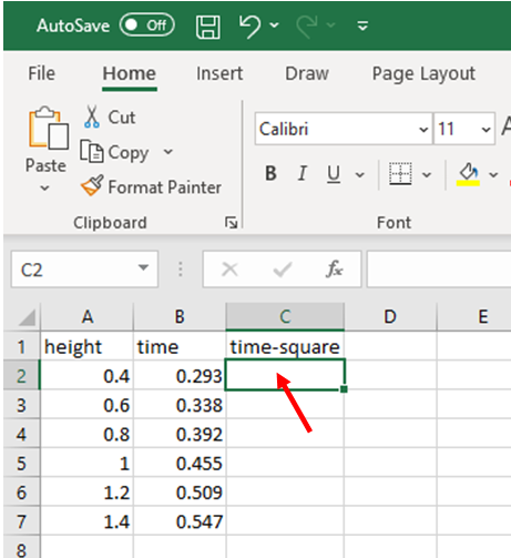 excel column3 first datacell select