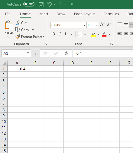 excel first cell data
